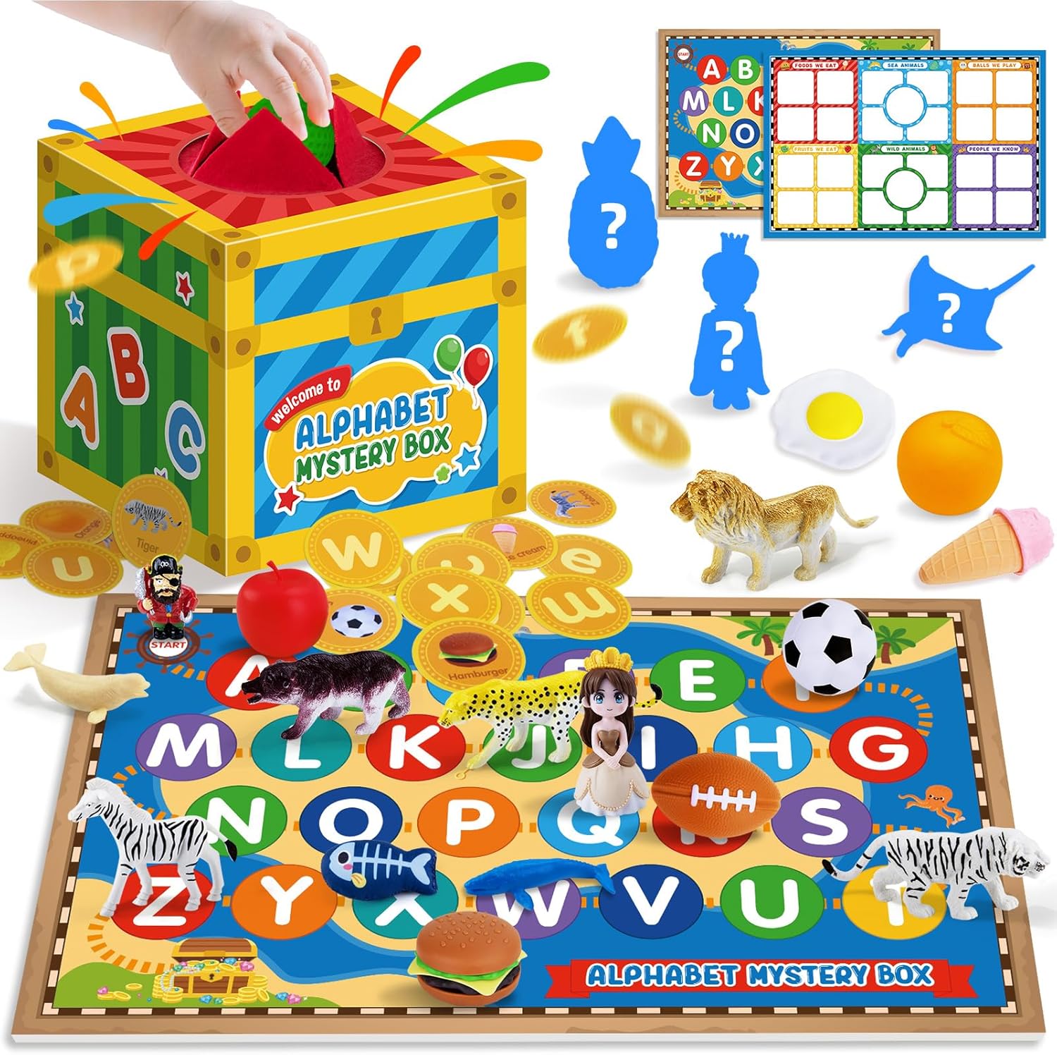 Sorting Toys for Toddlers, Alphabet Mystery Box, 26PCS Letters Sorting Matching Game with Sensory Play Box, Preschool Educational Learning Toy Matching Playset Sensory Toys for Boys and Girls