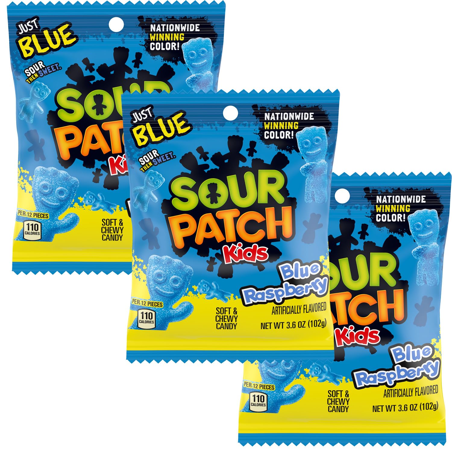 SourPatch Kids Blue Raspberry, 3.6 Ounce Bags (Pack of 3)