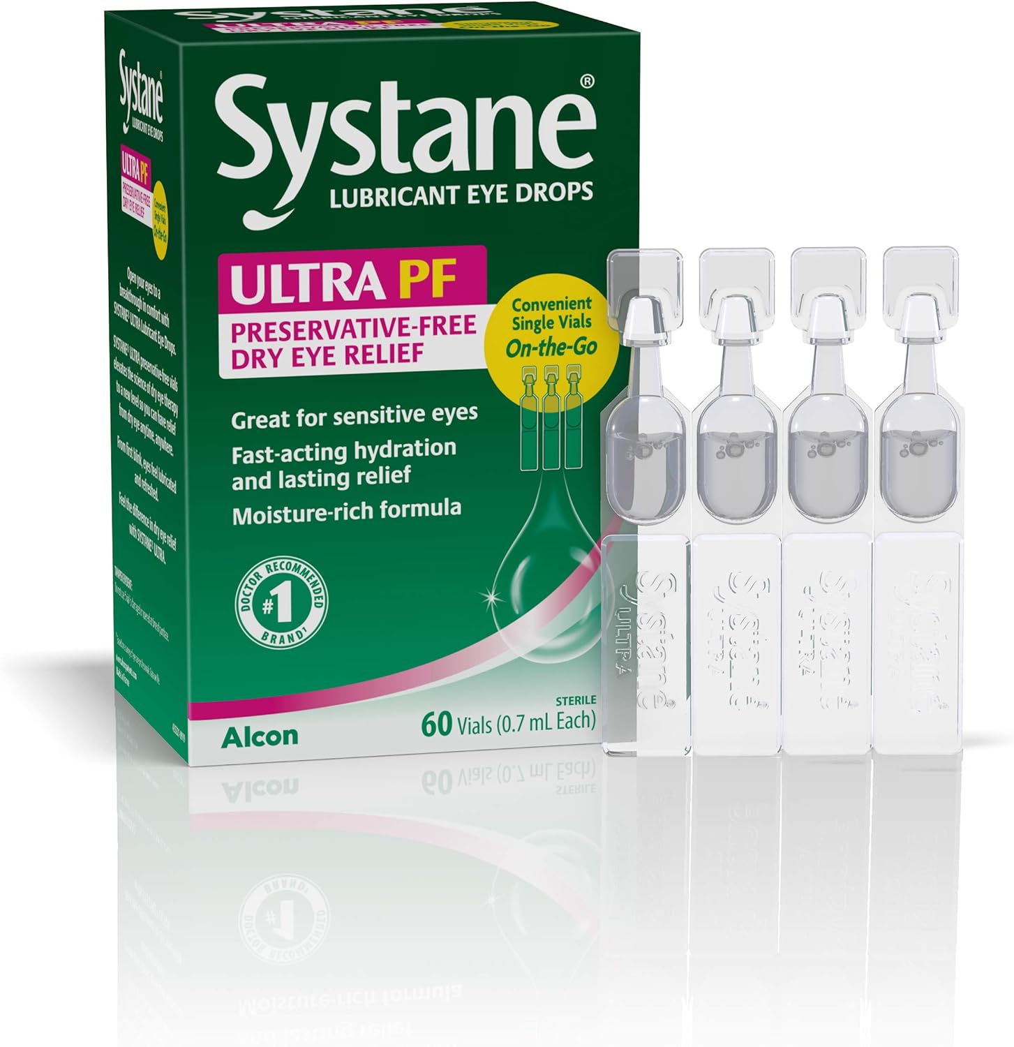 Systane Ultra Lubricant Eye Drops, 60 Count (Pack of 1), (Packaging may vary)