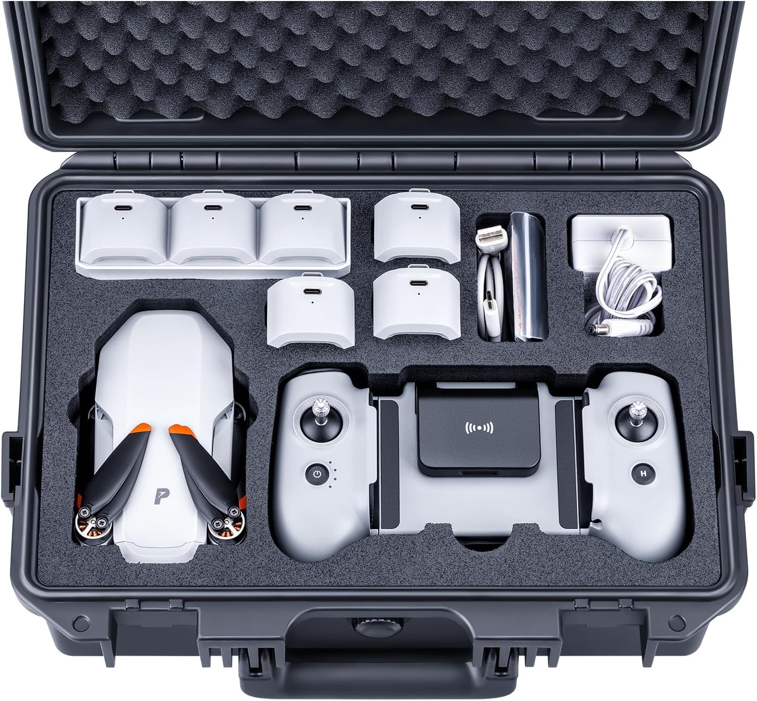 Lykus Titan AM100 Waterproof Hard Case for Potensic Atom 2/Atom 3-Axis/Atom SE/Atom LT Fly More Combo, Support up to 7 Batteries [CASE ONLY]