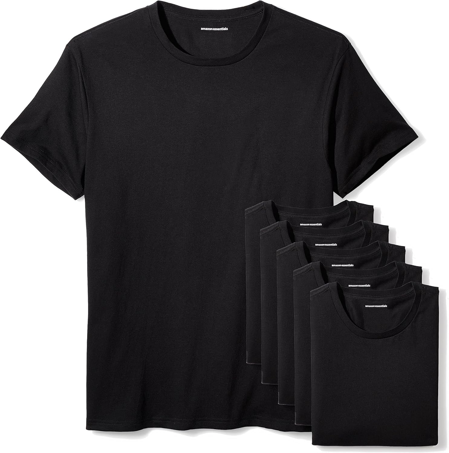 Amazon Essentials Men's Cotton Crew Neck T-Shirts, Versatile Soft Basics, Pack of 6
