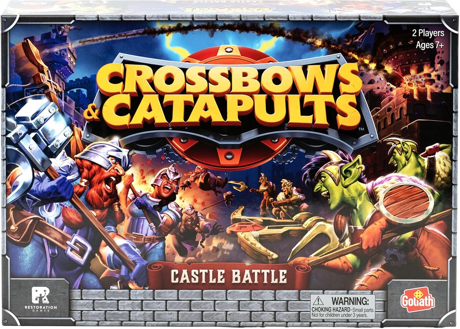 Goliath Games: Crossbows & Catapults - Castle Battle | Legendary Builds & Epic Destruction! | Retro Strategy Board Game | For 2 Players Ages 7+