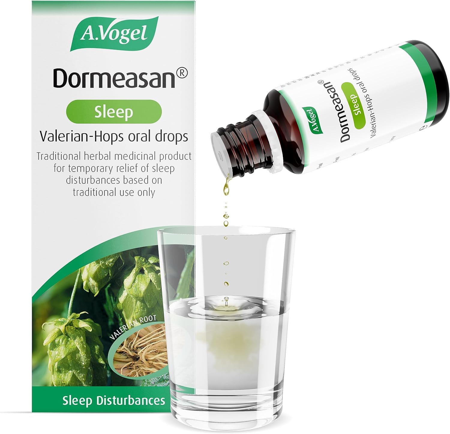 A.Vogel Dormeasan Sleep Valerian-Hops Oral Drops | Just Take 30 Drops Before Bedtime | 58 Days of Supply | Sleeping Aid | Extracts of Fresh Valerian Root | 50ml
