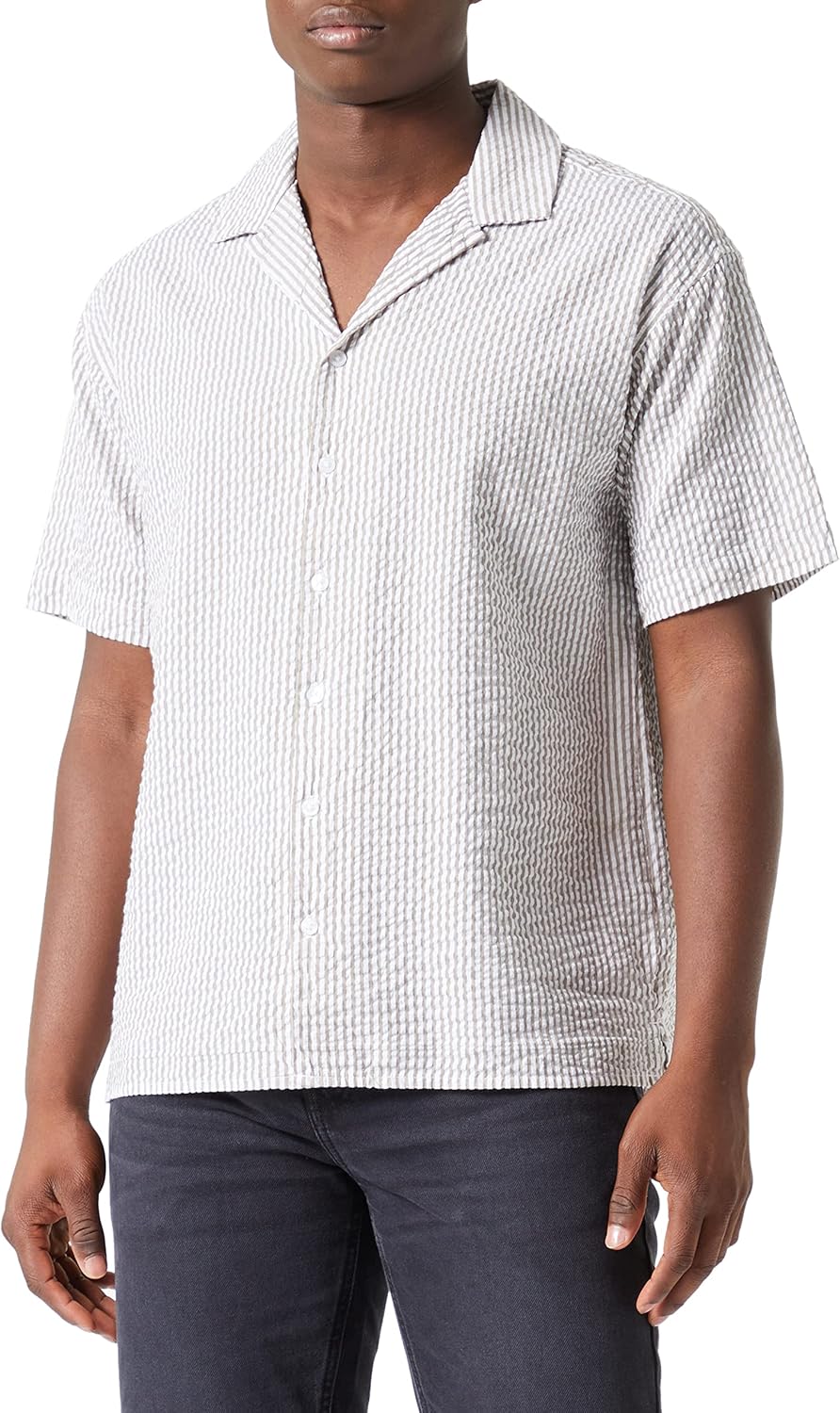 JACK & JONES Men's Jorcaleb Seersucker Shirt Ss Short-Sleeved