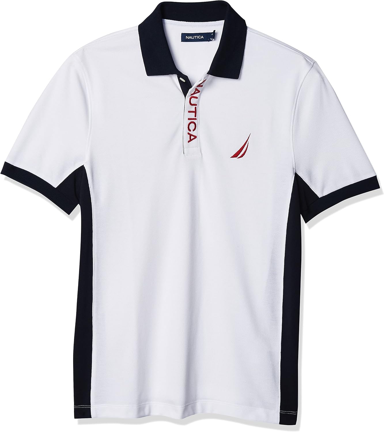 Nautica Men's Short Sleeve Color Block Performance Pique Polo Shirt