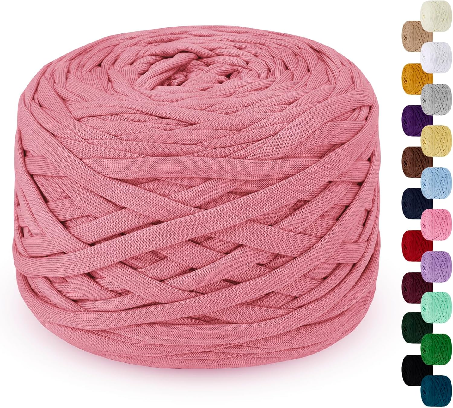 LEREATI 285g T Shirt Yarn for Crocheting 100m Elastic Ribbon Yarn Thick Crochet Fabric Yarn, Knitting T-Shirt Yarn for Crochet Bag, Blanket, Basket, DIY Projects, Home Decor (Dark Pink)
