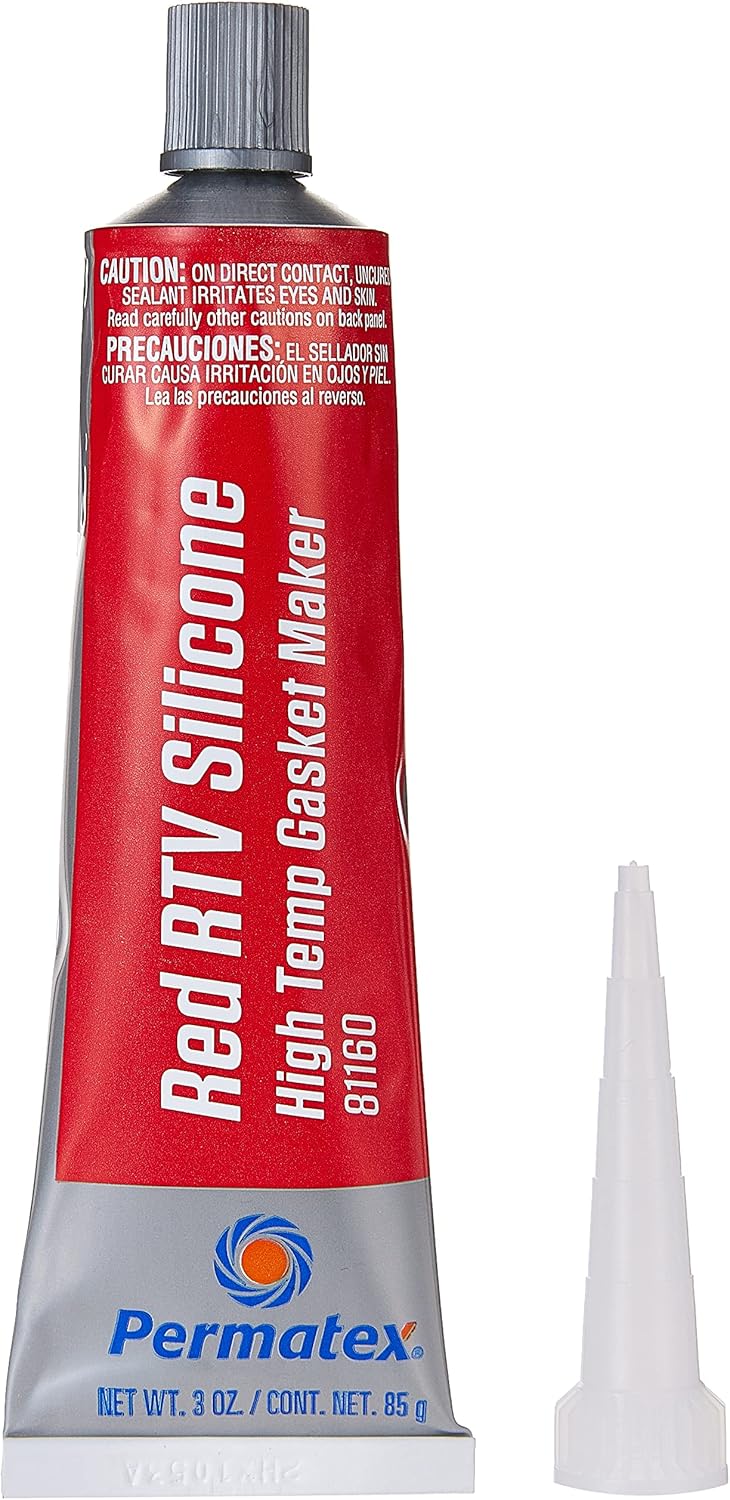 Permatex 81160 High-Temp Red RTV Silicone Gasket: Suitable for Exhaust Manifold, Header, Turbochargers & Slip Fit Exhaust Parts, Temperature Resistant (up to 343°C), Sensor Safe, Non-Corrosive 1 x 85g