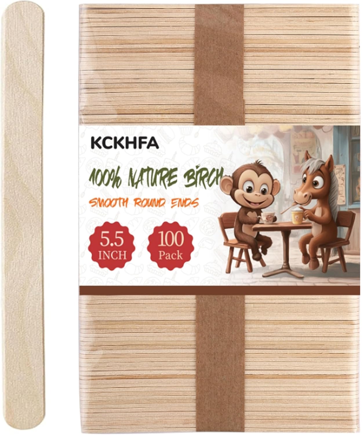 100 PCS 5.5"x0.4" Wooden Multi-Purpose Popsicle Sticks for Crafts, Waxing, coffee, Ice Cream, and Tongue Depressor