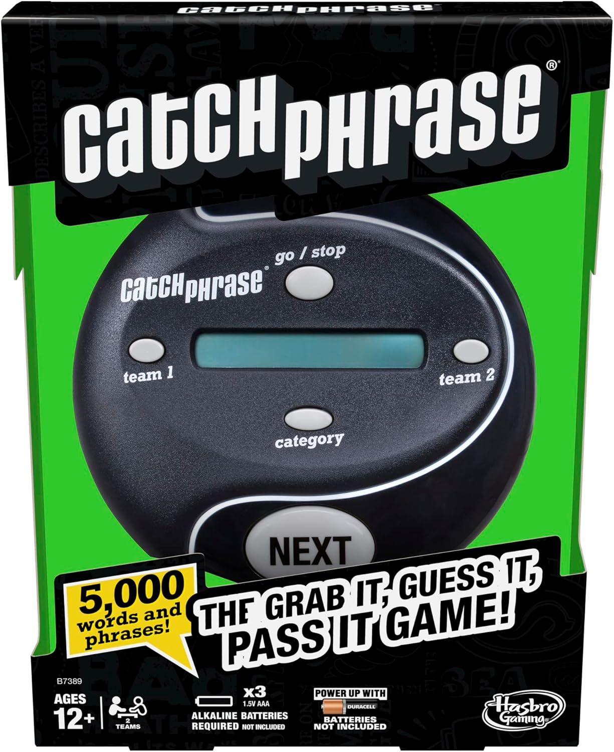 Hasbro Gaming Catch Phrase Electronic Game | Fun Active Handheld Party Games for Adults, Teens, and Kids | 4 or More Players, 2 Teams | Portable Summer Travel Activities | Ages 12+ (Amazon Exclusive)