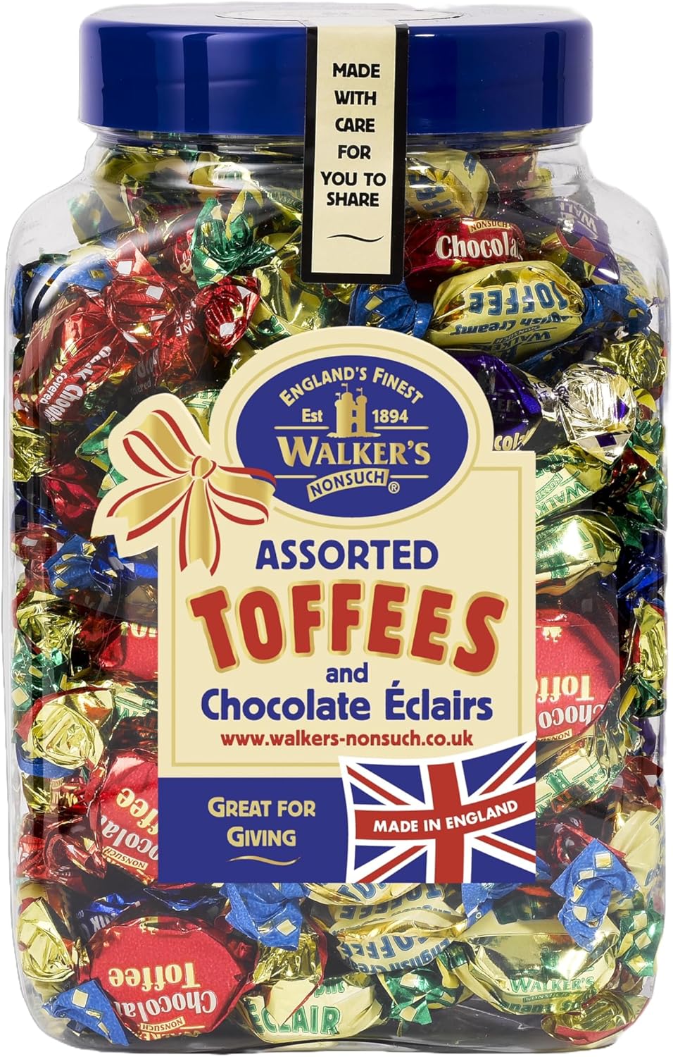 WALKERS NONSUCH Assorted Toffees and Chocolate Eclairs Jars 1.25 kg