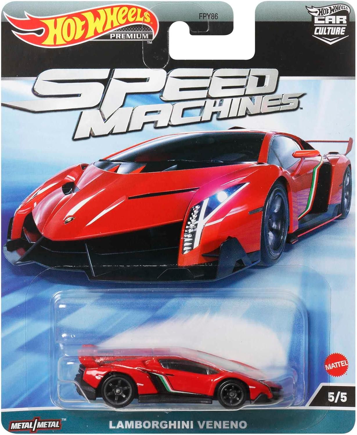 Hot Wheels Die Cast Model Lamborghini Veneno Car Culture Speed Machines - Scale 1:64 7 cm Premium HKC41