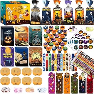 216pcs Halloween Goodie Bag Fillers,Bulk Halloween Party Favors For Kids, Halloween Favors for School Stationery Set, Halloween Treats Non Candy,Halloween Prizes
