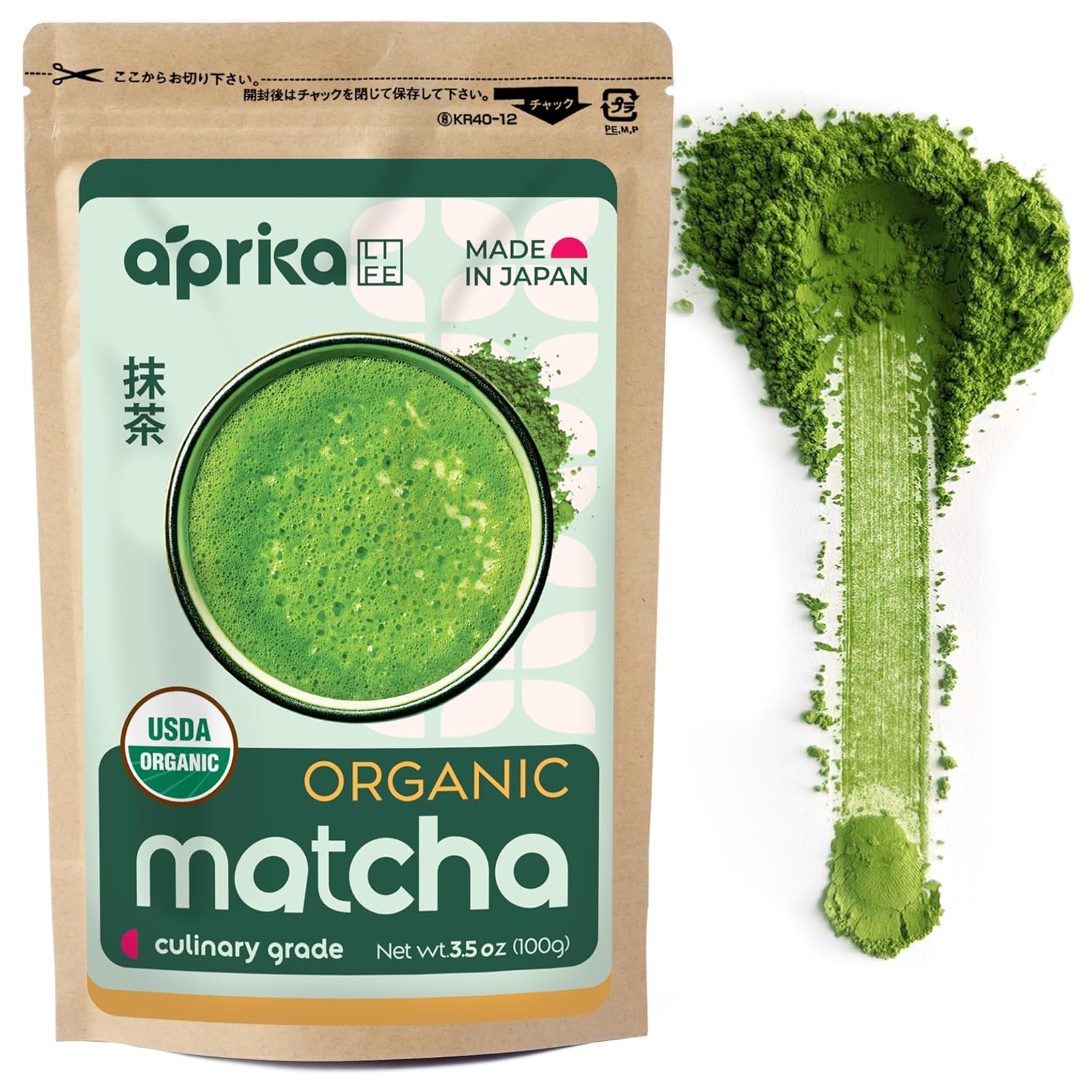 Matcha Powder, Japanese USDA and JAS Organic Matcha Green Tea Powder, Culinary Grade 2nd Harvest, Unsweetened, Perfect for Matcha Latte, Smoothies, Desserts - 3.5 oz/100g by AprikaLife