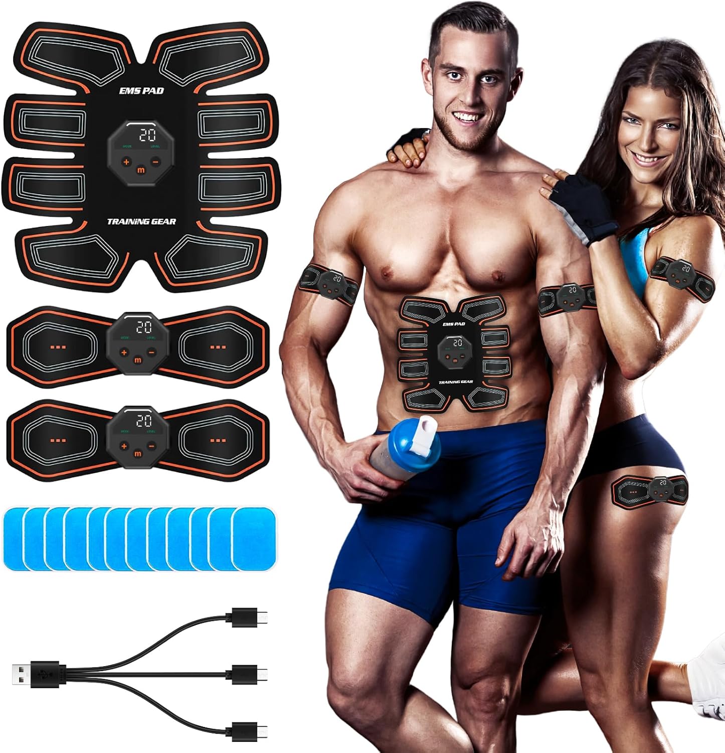 Deenor ABS Trainer Muscle Stimulator, EMS Muscle Stimulator, Electric Abdominal Muscle Toner, 10 Modes & 20 Intensities For Abdominal/Arm/Leg/Hip Training