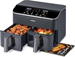 COSORI 9Qt 10-in-1 Dual Air Fryer, Fresh Balanced Meals for Family and Children with Double Baskets, Sync Cook & Finish to Bake, Roast, Reheat, Broil & 130 Recipes for Easy Cooking, Dishwasher Safe