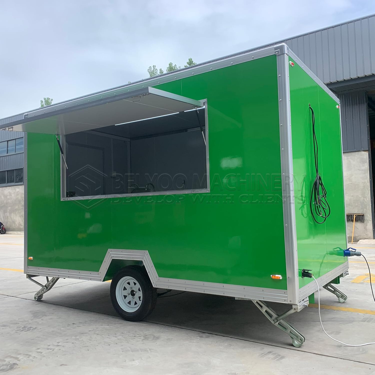 BELYOO 11.5FT Food Trailer Concession Food Trucks for Sale Mobile Food Trailers with A/C Equipment Food Vending Cart Hot Dog Trailer with Wheel for Commercial Use