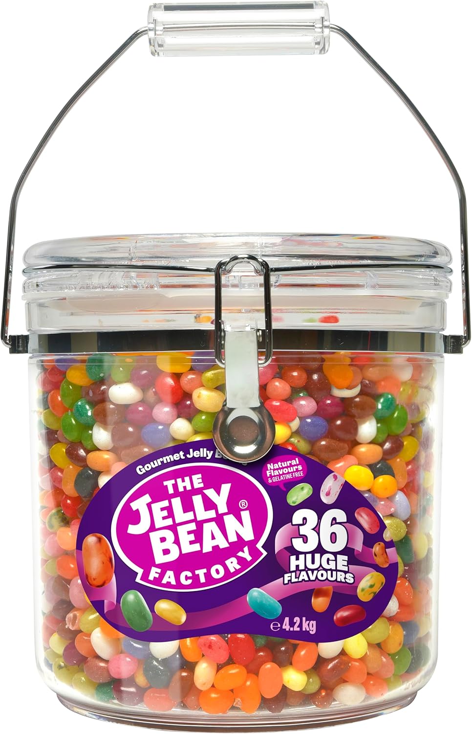 The Jelly Bean Factory, Jelly Beans Gift 4.2 Kg Jar, Bulk Gluten Free Sweets - 36 Natural, Huge Flavour Fruit Jellies, Chewy, Retro American Sweets for Kids, Adults - Gourmet Pick and Mix Jellybeans