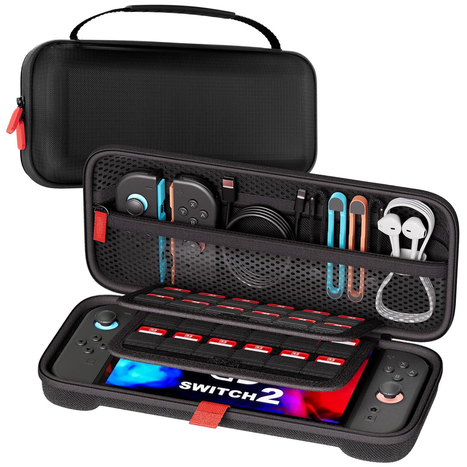 ProCase Carrying Case for Nintendo Switch 2 (2025) with 24 Game Card Slots, Hard Portable Travel Case Storage Bag Protective Pounch for 2025 Nintendo Switch 2 Console and Accessories -Black