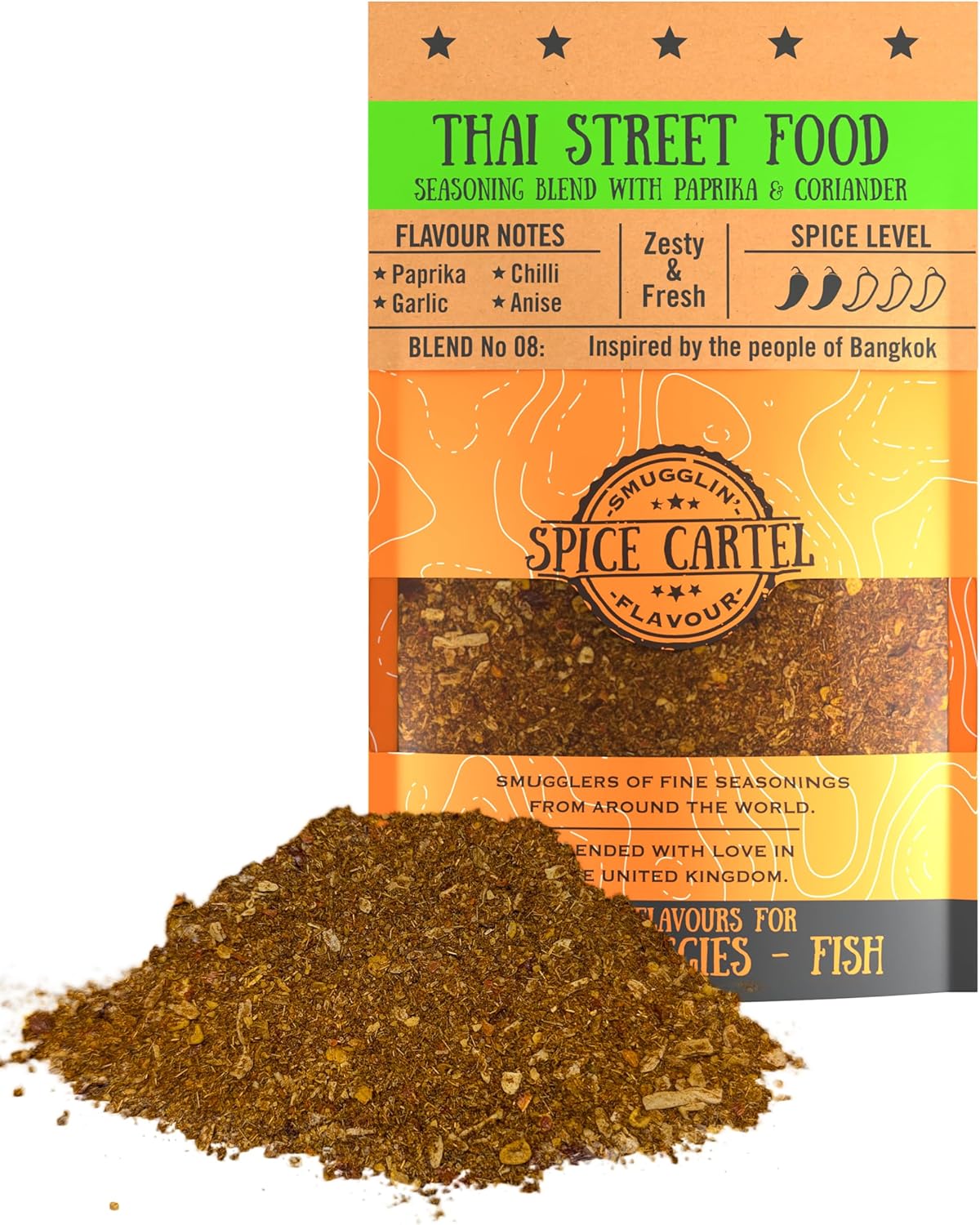 Spice Cartel's Thai Street Food. Authentic Thai Seasoning Blend For Chicken, Pork & Seafood. 35g Resealable Pack Seasons 1kg+ Of Protein. Premium UK Hand Blended.
