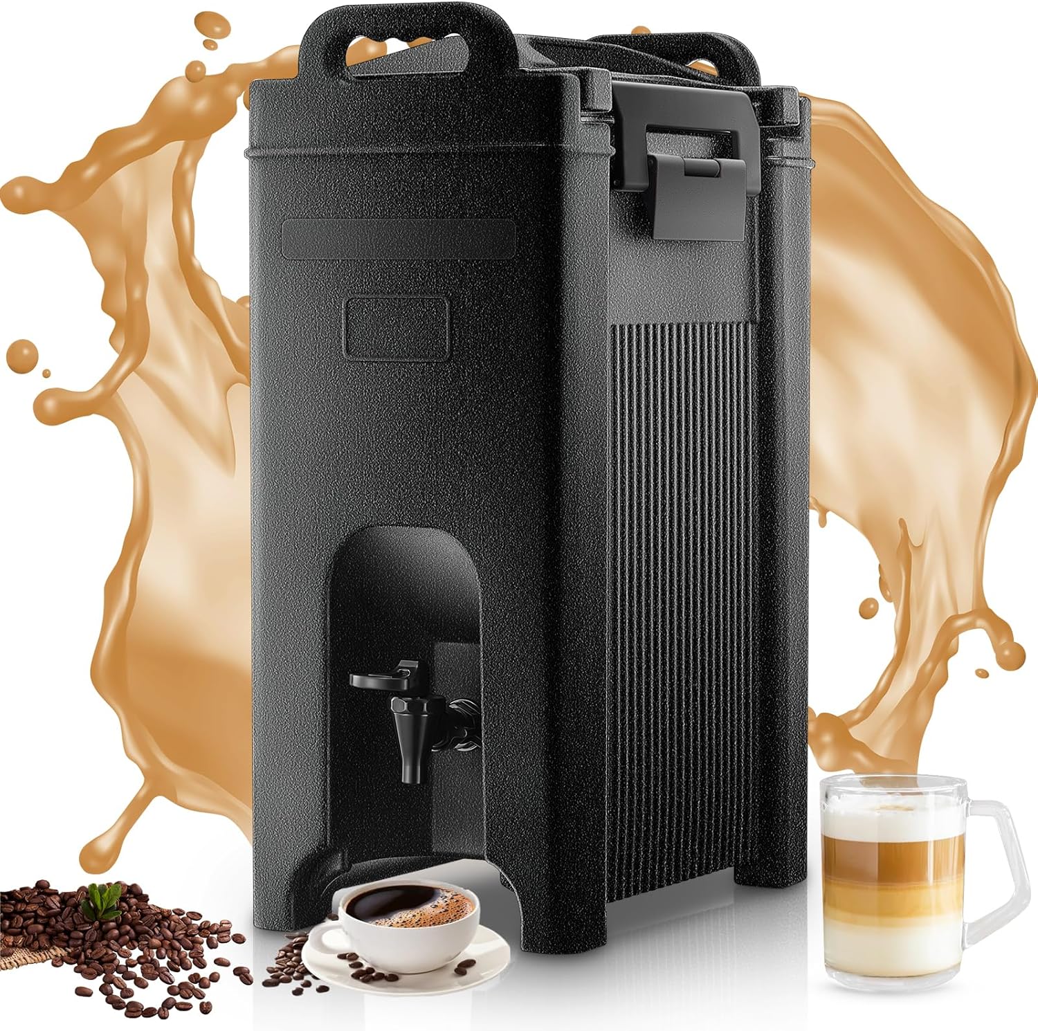 Insulated Beverage Dispenser 5 Gallon, Food-Grade Material Hot and Cold Drink Dispenser with Stand, Detachable Spigot and Handles for Mobile Coffee Bar, Office, Chocolate, Cocoa, Water
