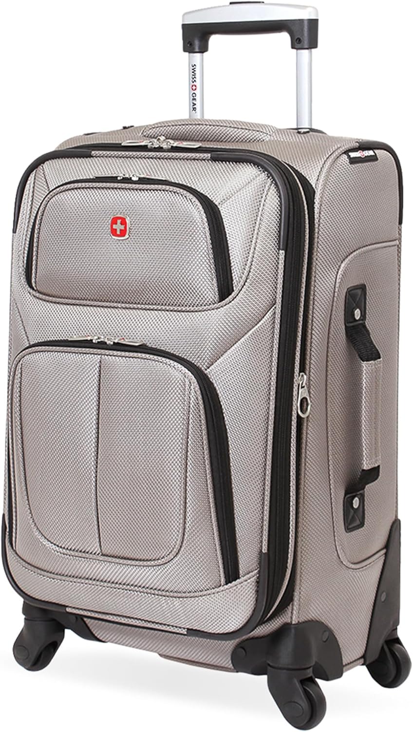 SwissGear Sion Softside Expandable Roller Luggage, Pewter, Carry-On 21-Inch, Sion Softside Expandable Roller Luggage