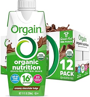 Orgain Organic Nutritional Protein Shake, Creamy Chocolate Fudge - 16g Grass Fed Whey Protein, Meal Replacement, 20 Vitamins & Minerals, Fruits & Vegetables, Gluten Free, Non-GMO, 11 Fl Oz (12 Pack)