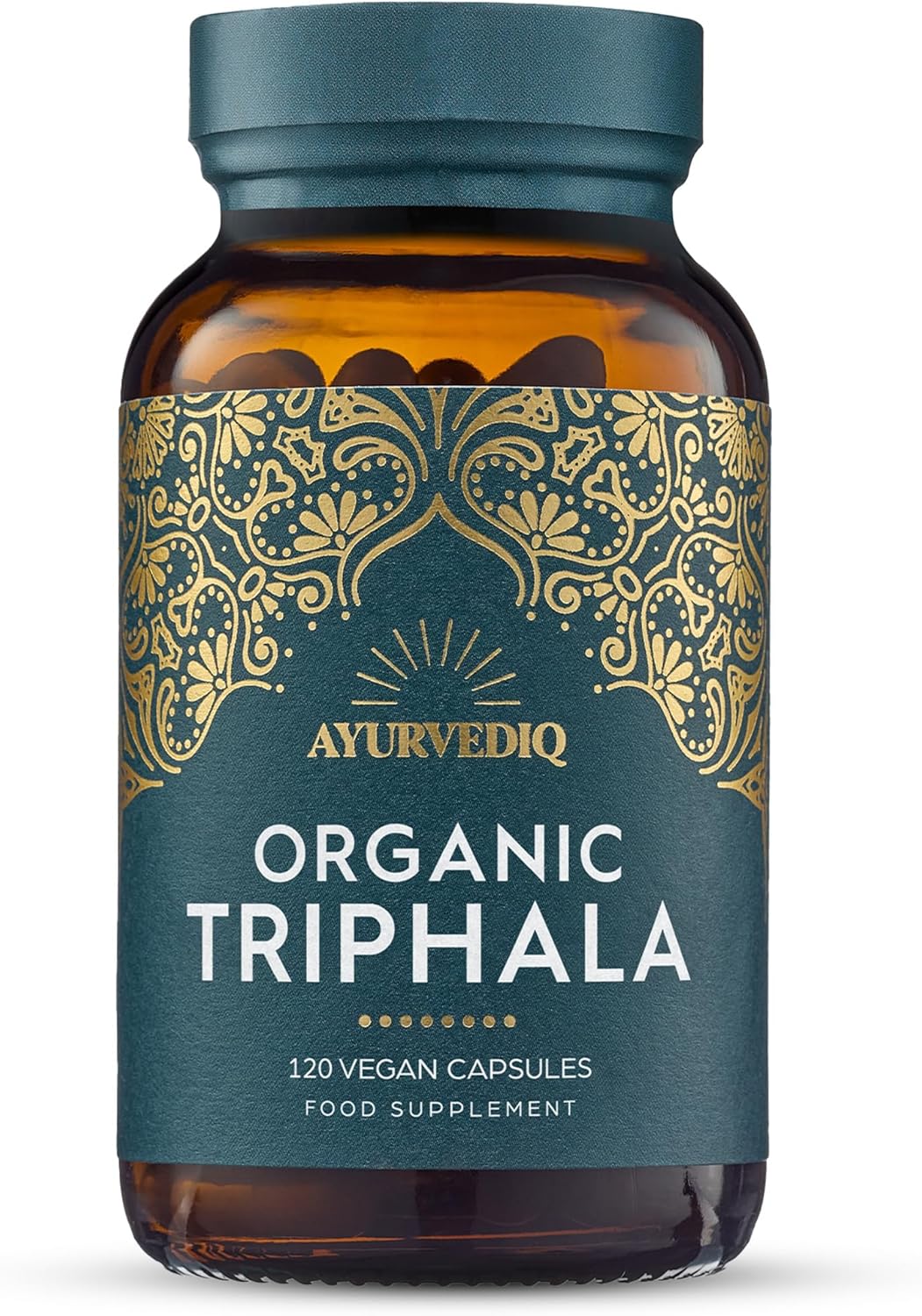 Ayurvediq Wellness Organic Triphala Capsules 120, 500mg – Natural Pure Triphala Powder Organic Capsules for Immunity, Digestion, Wellbeing – Soil Association Certified - Vegan Ayurveda Supplements