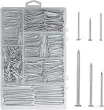 376pcs Premium Hardware Nails Assortment Kit, Maximum Length 2 Inches Galvanized Nails, Picture Hanging Nails, Wood Nails, Wall Nails with Storage Box | 6 Sizes