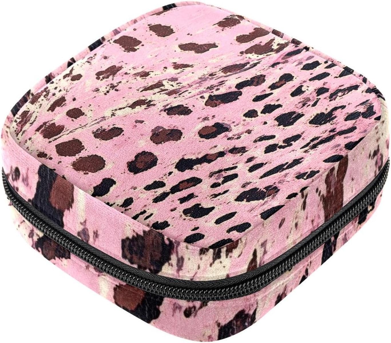 Pink Leopard First Period Bags for School, Sanitary Napkin Storage Purse, Zipper Menstrual Cup Pouch, Tampon Bags for Women