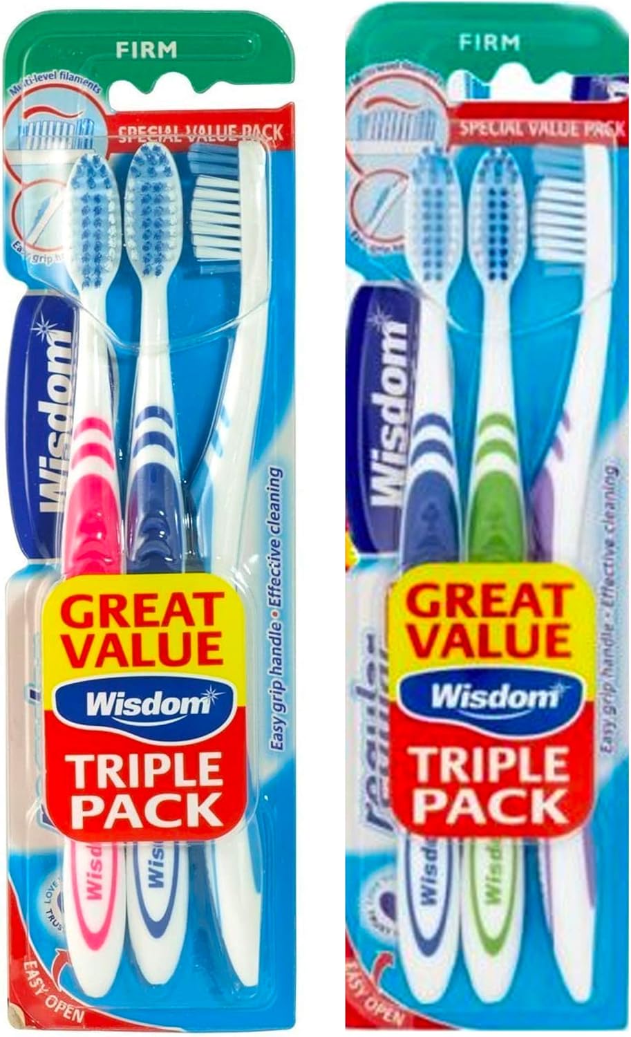 2 Packs x 3 Pcs Regular Plus Triple Firm Toothbrush