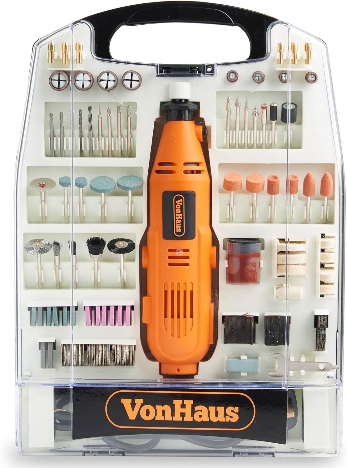 VonHaus Rotary Multitool with 235pc Accessory Kit - Dremel Compatible Corded Rotary Tool Set - Variable Speed Control - Drill, Cut, Trim, Grind & Sand - DIY Hobby Woodwork Craft Multi Function 135W