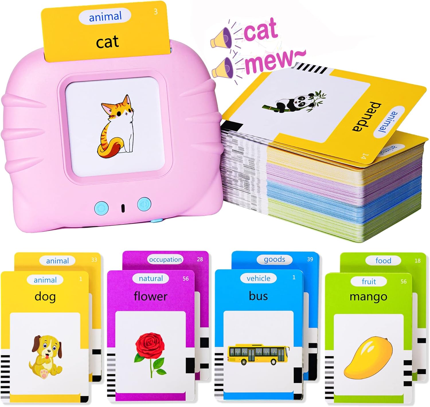 Talking Flash Cards Early Educational Toys for 3 4 5 6 Year Old Baby Boys Girls, Preschool Learning Reading Machine with 224 Words, Montessori Interactive Gift for Kids Toddlers