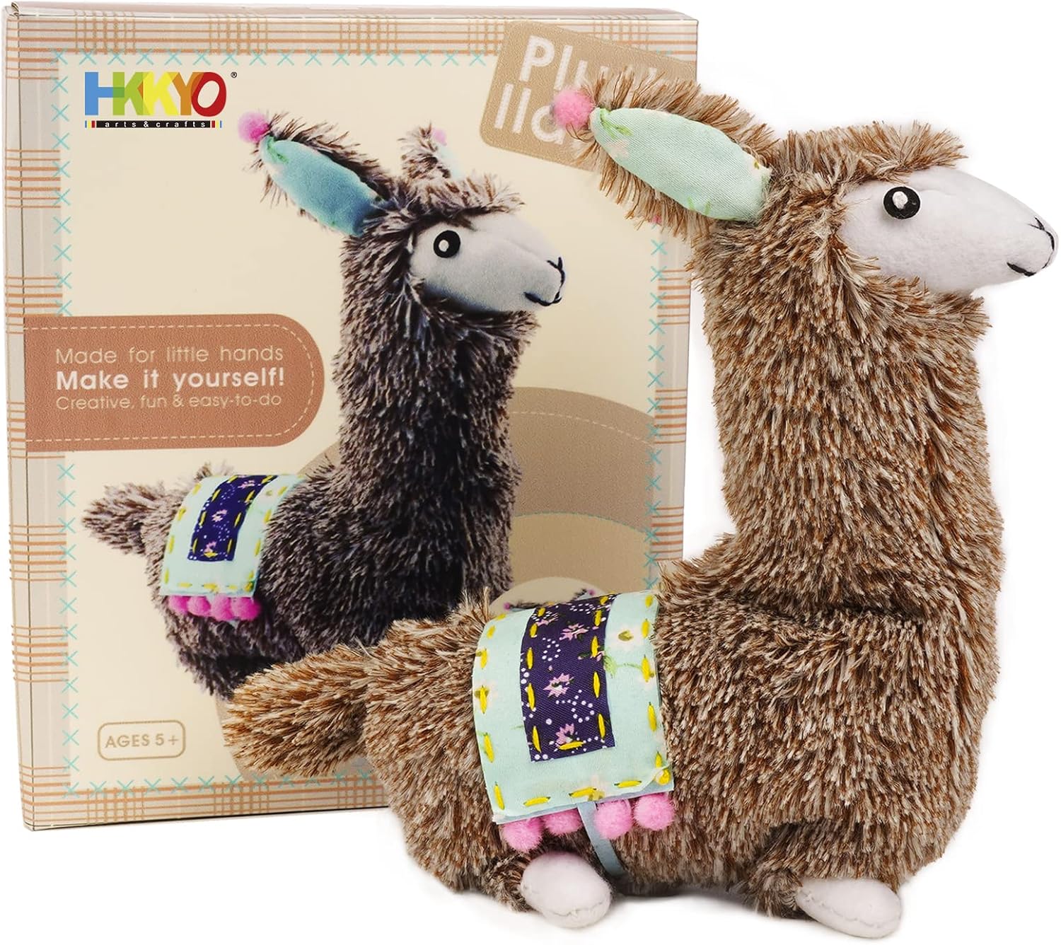 HKKYO Sewing Kits for Kids 8-12, Arts and Crafts for Kids Ages 8-12, Llama Sewing Kit for Kid, Make Your Own Stuffed Animal Kit, Alpaca Craft Sewing Kit, DIY Plush Craft Supplies