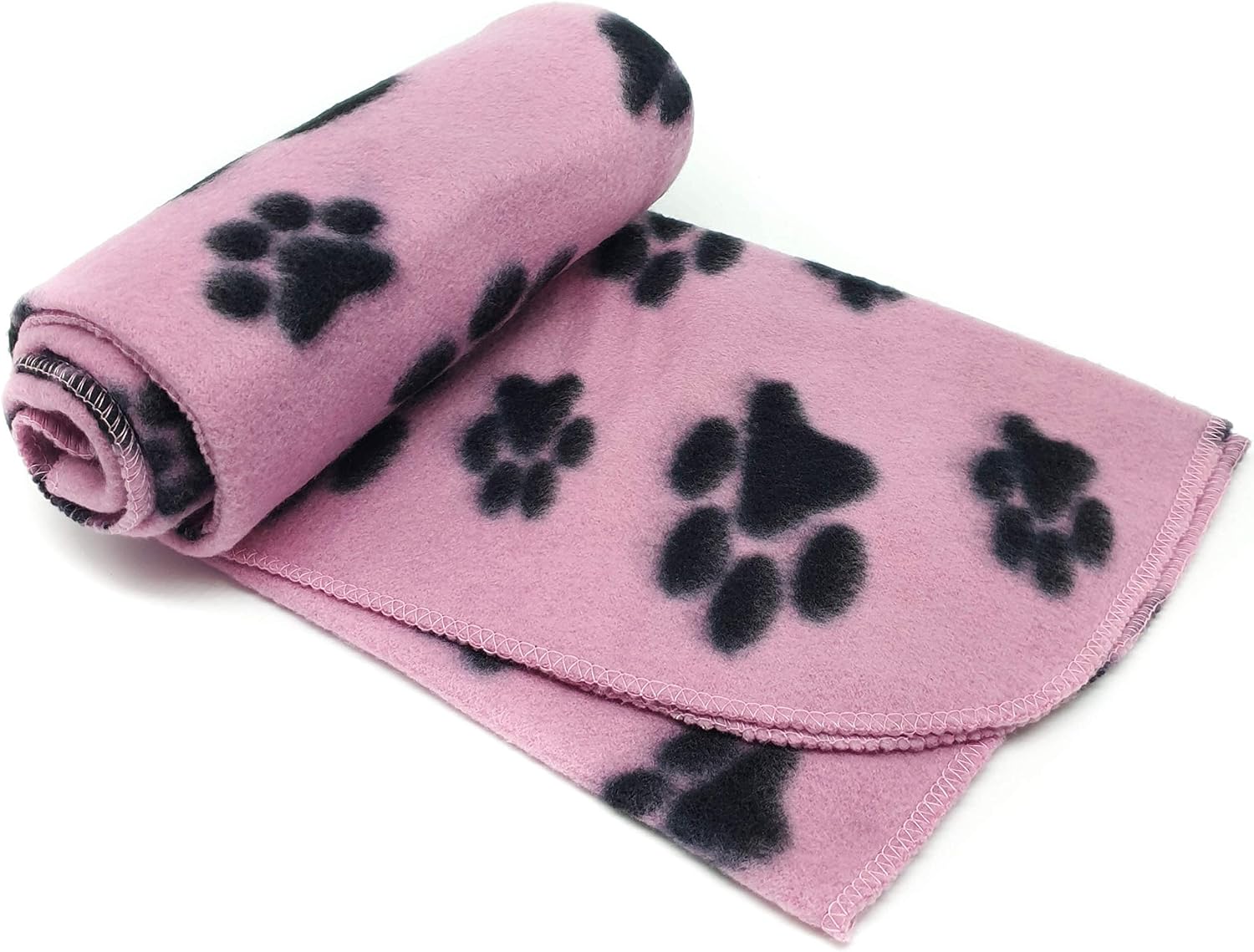 New Pet Touch Soft Fleece Pet Blanket Dogs Puppy Cat Kittens Blankets Paws & Bones Print ((73 X 70) cm, Pink (Black paws))