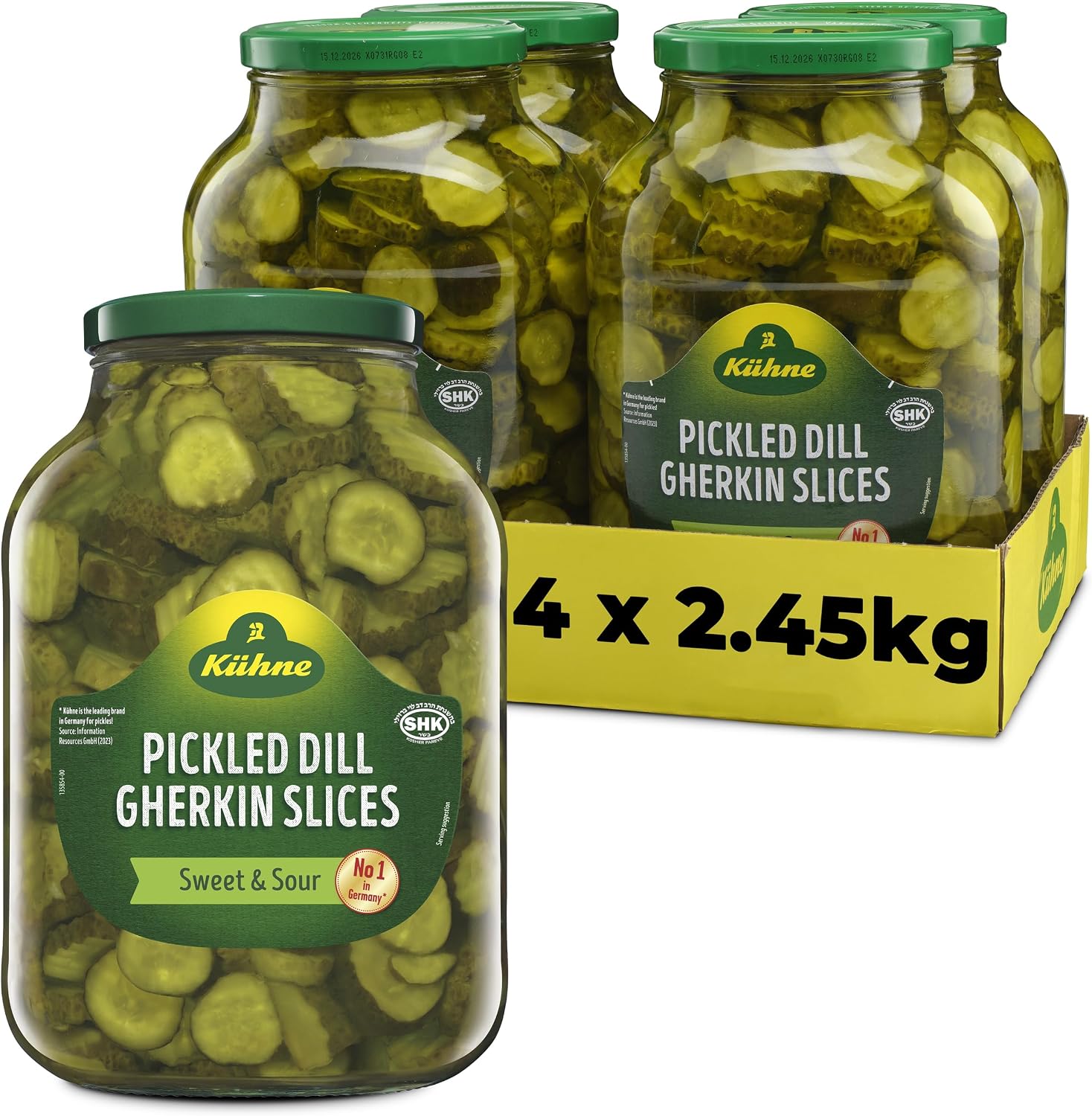 Kuhne Pickled Dill Chips, 2.45 kg (Pack of 4)