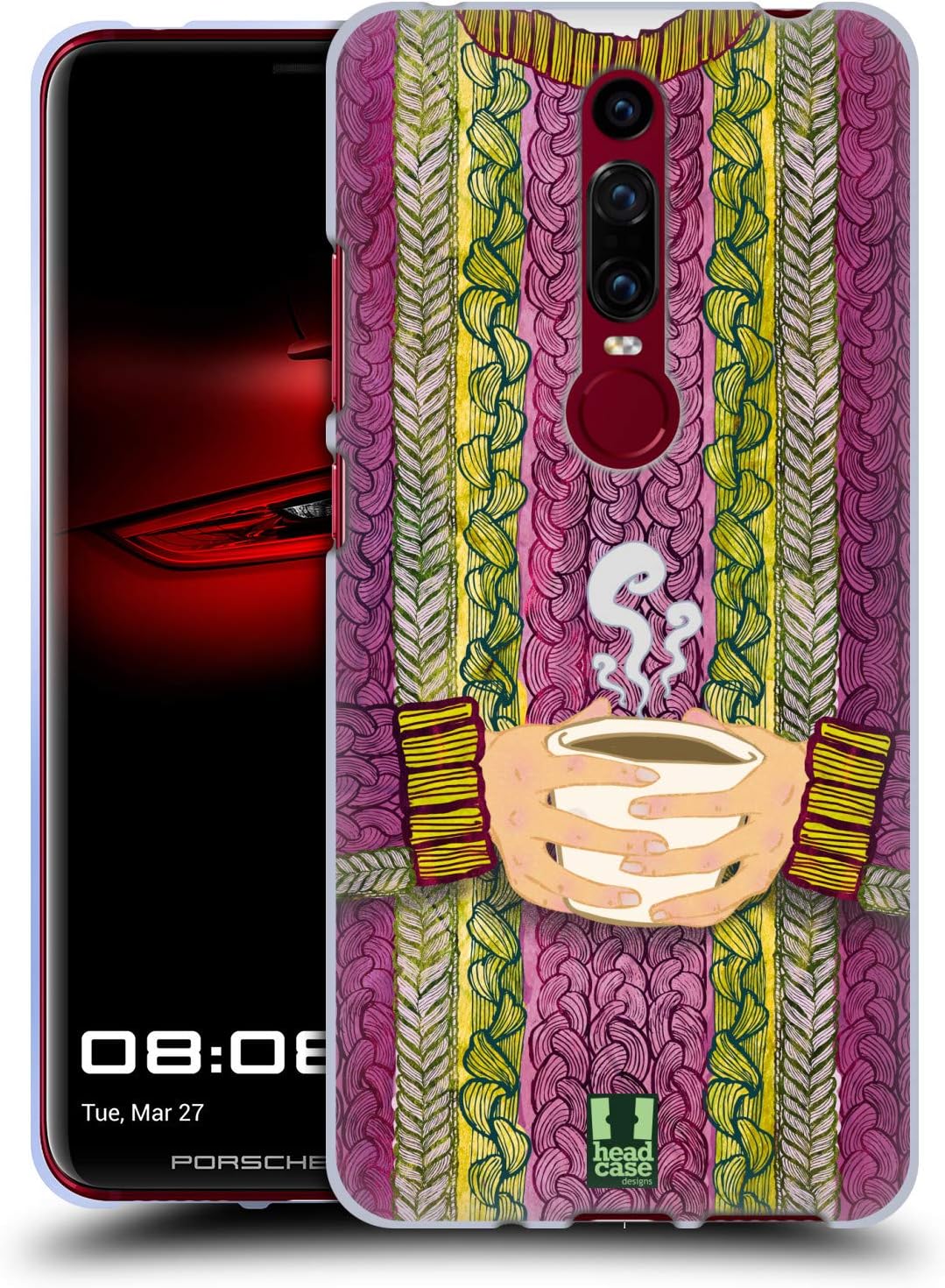 Head Case Designs Comfy Coffee Knitted Sweater Patterns Soft Gel Case Compatible for Huawei Mate RS