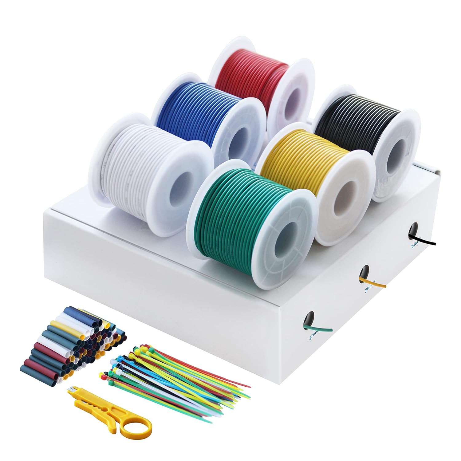 Hook up Wire Kit- HuLuWa 22 AWG 0.3mm² Electrical Wire Flexible Silicone Wire kit 6 Colors(26.25Feet/8 Meters Each) For DIY RC Aircraft,RC Vehicle,Model Ships,Lamps,Household Appliances,Meters Ect.
