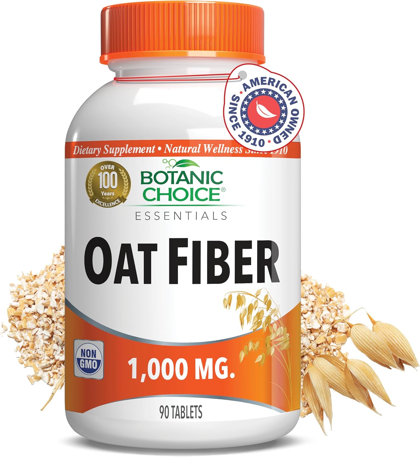 Botanic Choice Oat Fiber - Natural Dietary Supplement for Digestive Health - Women and Men - 90 Tablets (1000mg)