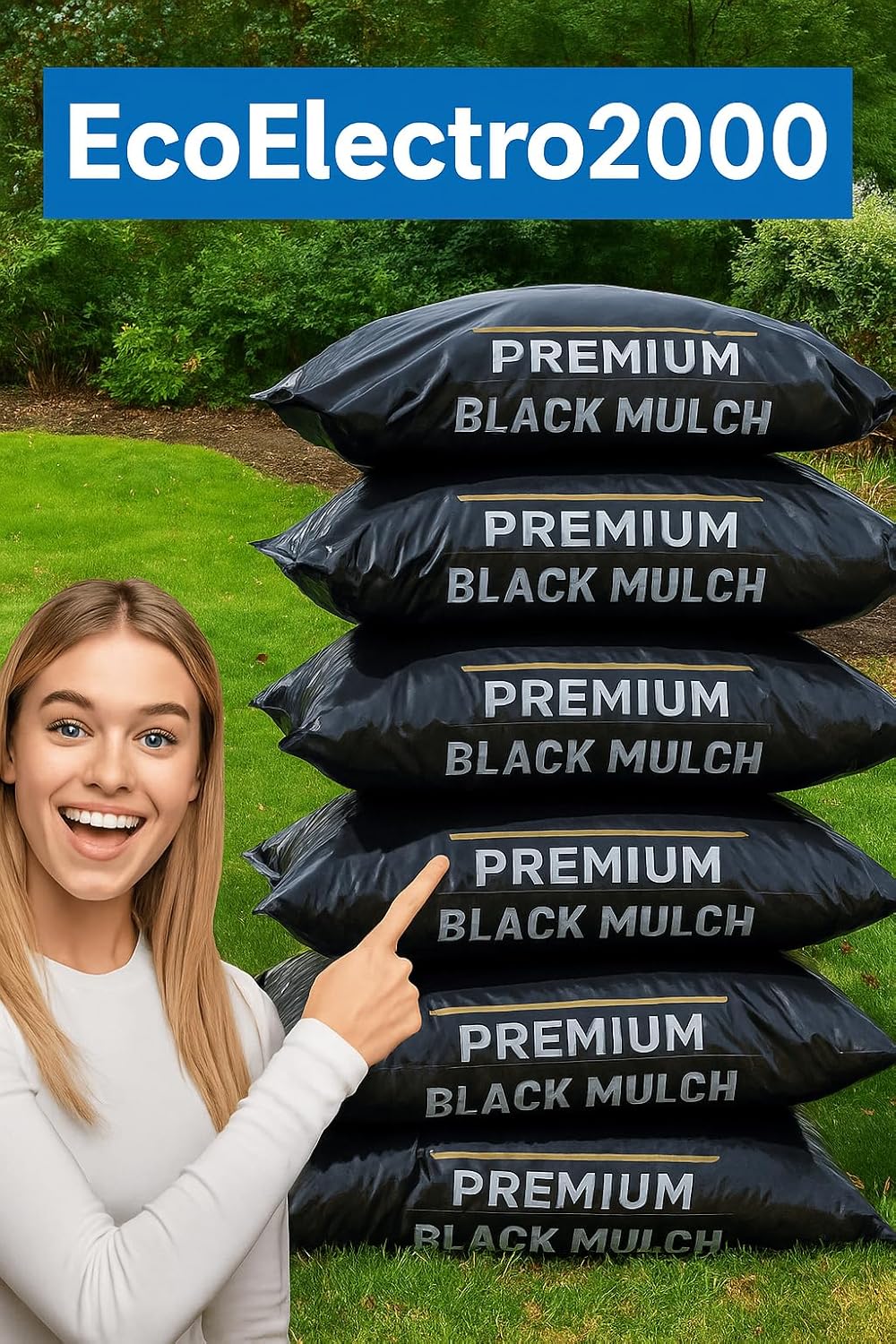 6 Large Bags of Premium Wood Much (1.5 Cubic Ft Each - 9 Cubic Ft Total) Organic Premium Mulch for All Your Landscaping Projects - Choose Your Color - Black - RED - Brown (Black)