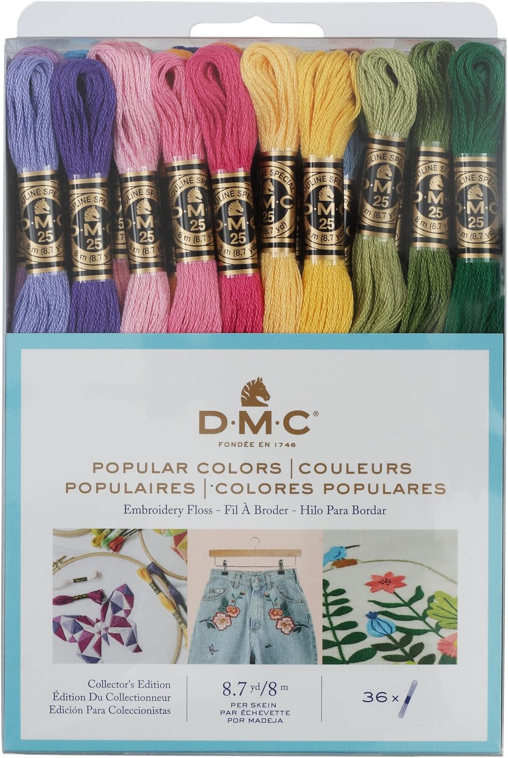DMC 117F25-PC36 Embroidery Popular Colors Floss Pack, Colors may vary, 8.7-Yard, 36/Pack