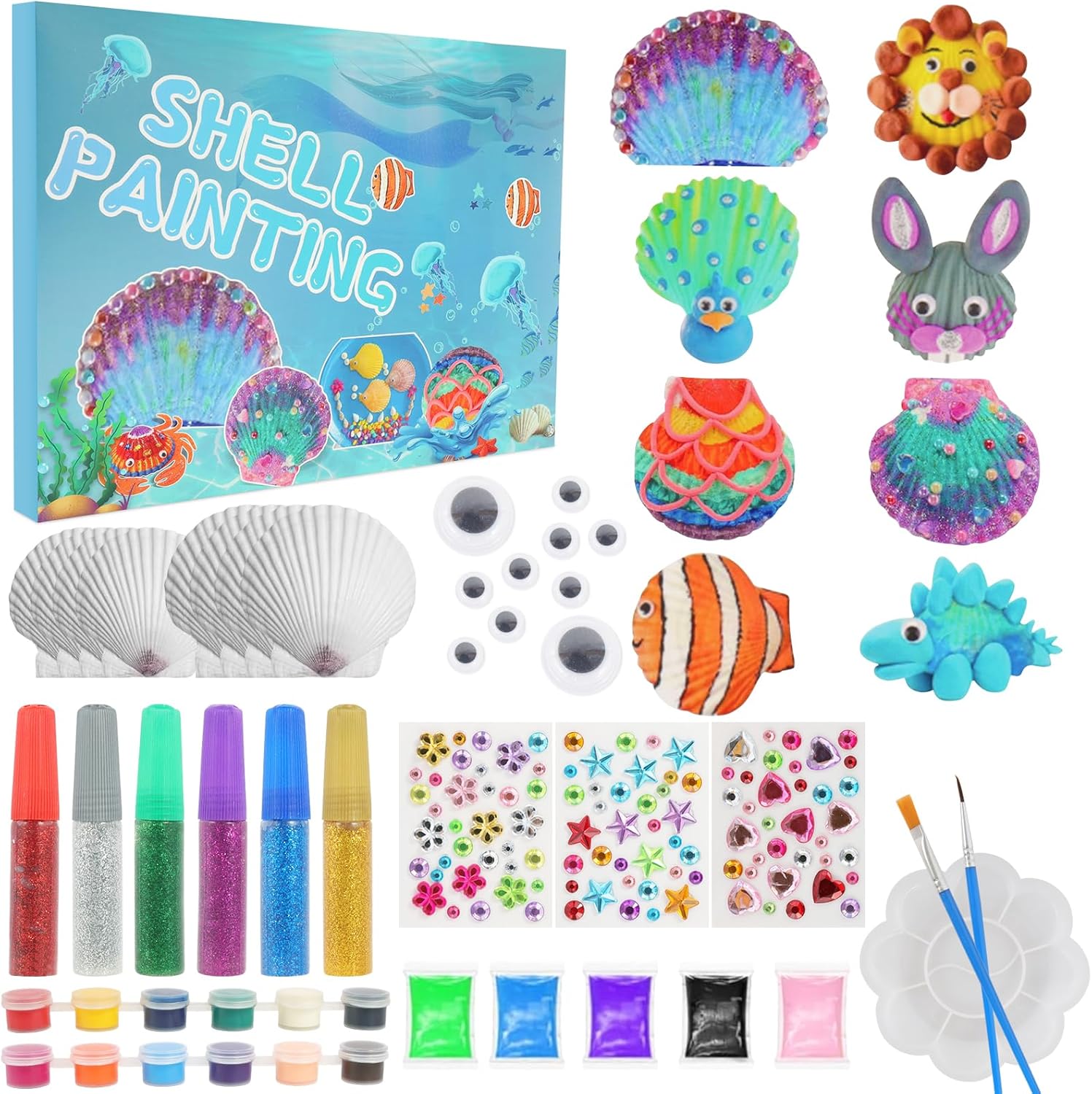 LFBEST Sea Shell Painting Kit Kids,DIY Arts & Crafts Painting Gifts Set,for Age 5 6 7 8 9 10 11 12 Year Old Girls Boys Crafting Painting Toys Birthday Present