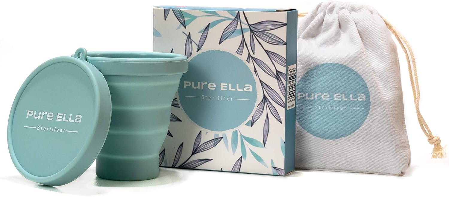 Pure Ella Menstrual Cup Steriliser - Microwave Safe, Collapsible and BPA Free Silicone Period Cup Cleaner - Ecofriendly Feminine Hygiene