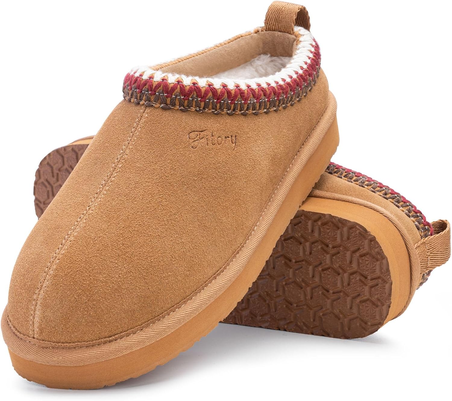 FITORY Women's Suede Slipper | Flat Short Mini Boots with Fur Fleece | Winter Casual Comfort Shoes