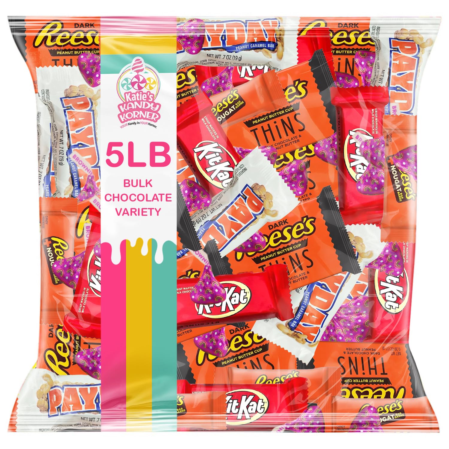 Assorted Chocolate Candy Mix - Individually Wrapped Milk, Dark, and White Chocolates - 5lb Bulk Variety Pack for Snacking, Sharing, and Gifting - Ideal for Home, Office, and Events