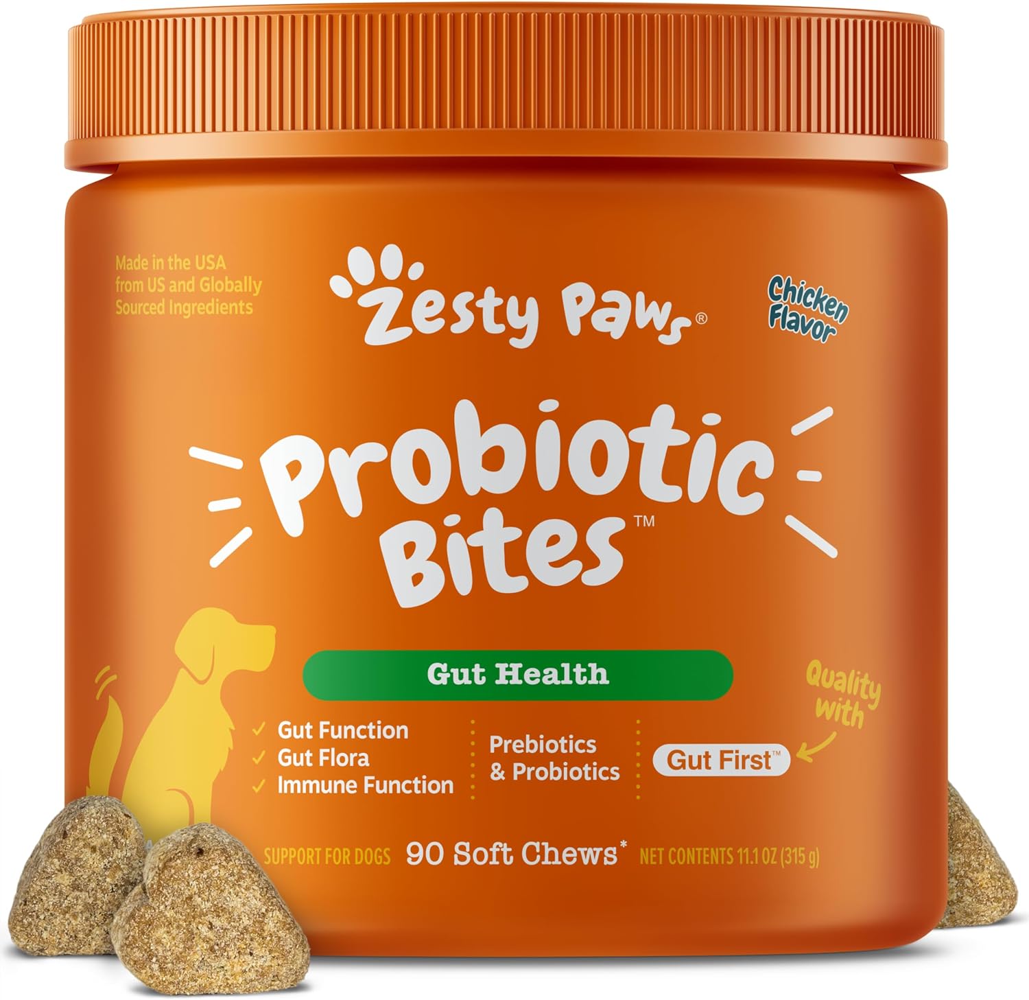 Zesty Paws Probiotics for Dogs - Gut Health for Dogs, Chicken, 90 Ct