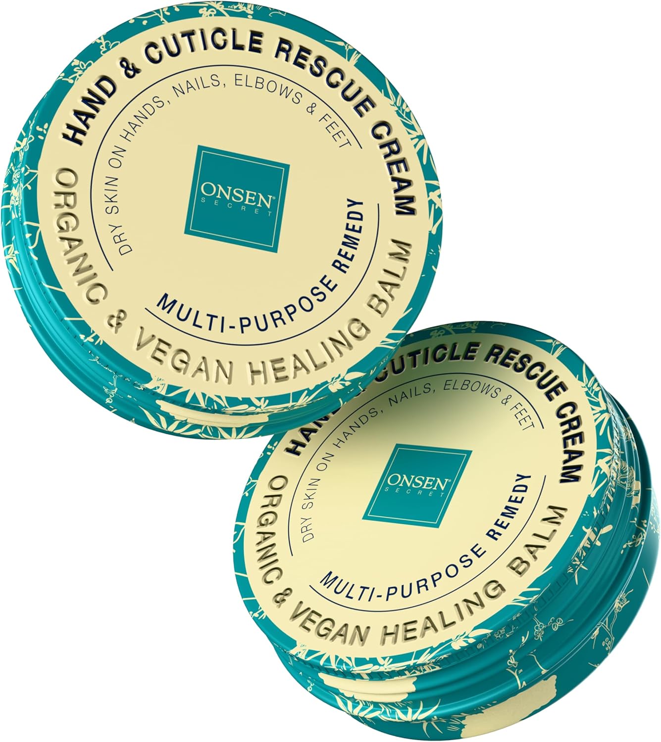 Onsen Hand & Cuticle Rescue Cream | Organic Nail Strengthener & Balm | Dry, Cracked Hands, Elbows & Feet | Shea Butter, Tsubaki & Jojoba Oil | Nail Repair & Growth, Vegan – 2 Pack (26ml)