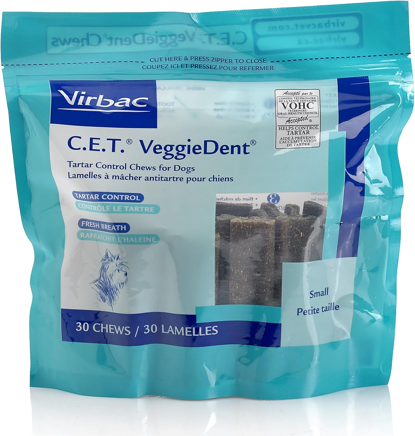 Virbac C.E.T. Veggiedent Dental Chews, Small, 30Count