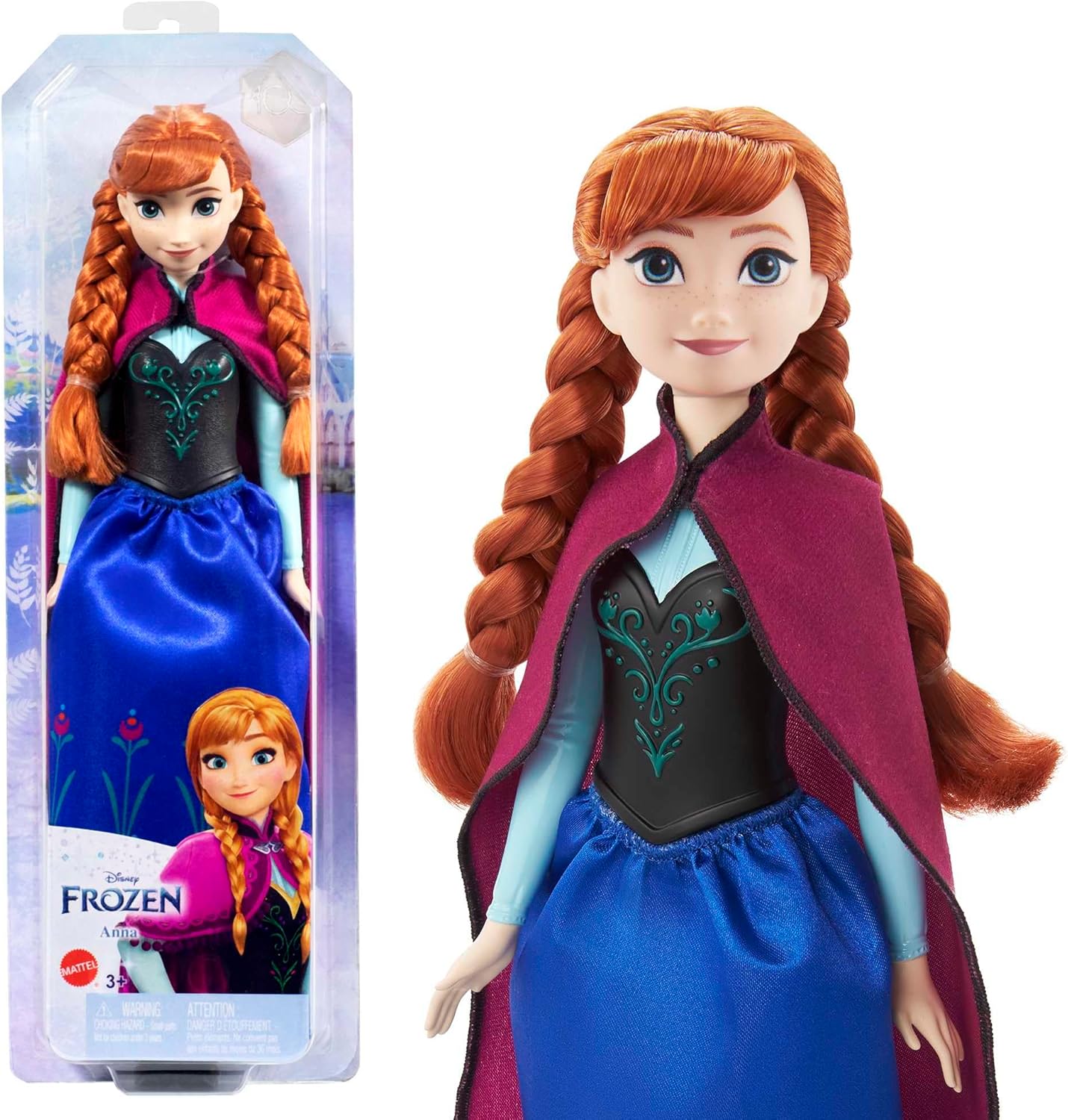 Mattel Disney Princess Dolls, Anna Posable Fashion Doll with Signature Clothing and Accessories, Disney's Frozen Movie Toys, HLW49
