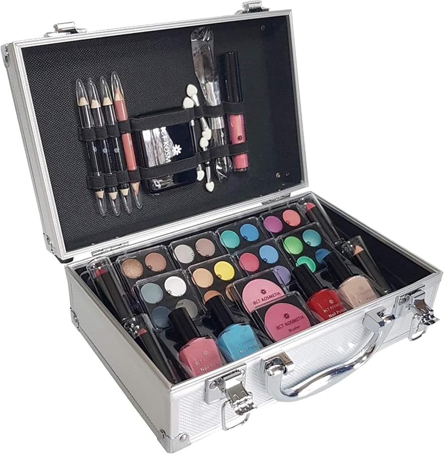 BCT-Kosmetik 52 Makeup Set with Travel Vanity Box Set Professional Carry & Storage Train Case Beauty Makeup Cosmetic & Tools for Gift Travel Make Up Carry Box Christmas