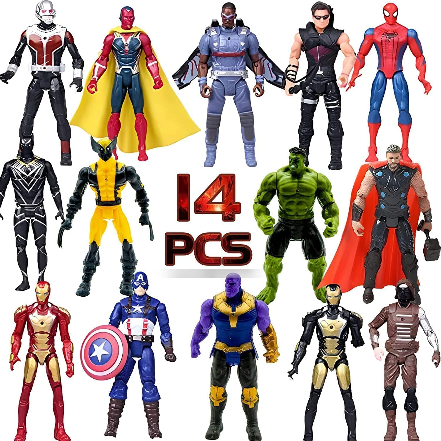 14 pcs Big Set Superhero Action Figures – Collectible Models 6.5-inches Tall, Exclusive Set Superhero Toys, for Kids, Figure Cake Topper